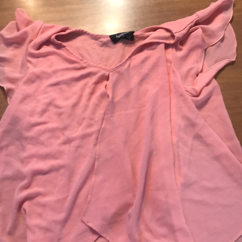 Salmon flowy short sleeve